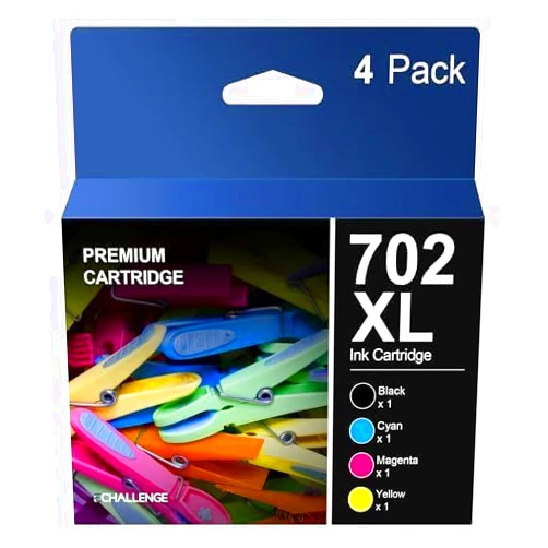 ECHALLENGE 702XL T702XL Ink Cartridges Remanufactured High Yield Replacement for Epson 702XL 702 XL to use with Workforce Pro WF-3720 WF-3730 WF-3733 Printer (Black Cyan Magenta Yellow, 4 Pack)
