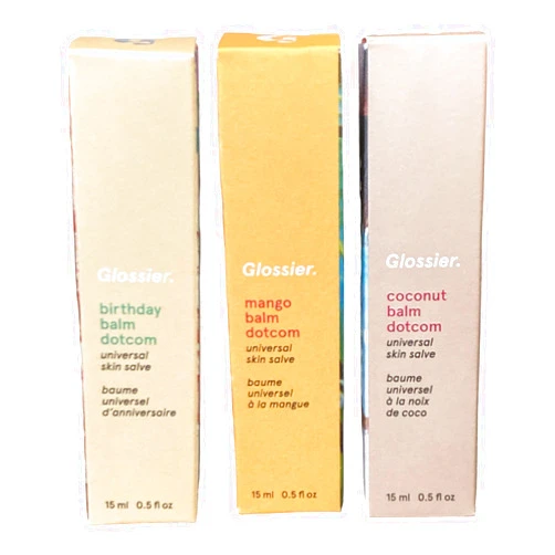 Glossier Balm Dotcom Trio Mango, Birthday, Coconut Size: 0.5 fl oz / 15 ml