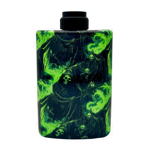 Mudjug Soul Flame Shroud Stealth Travel Spittoon - Portable Spit Jug with Green Reaper Design, Spill-Resistant, Deep Funnel, Fits in Pocket, Durable and Leak-Proof for On-the-Go Use