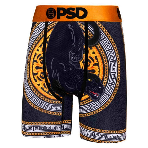 PSD Men's Big Cat Print Boxer Briefs - 7 Inch Inseam Breathable and Supportive Men's Underwear with Moisture-Wicking Fabric