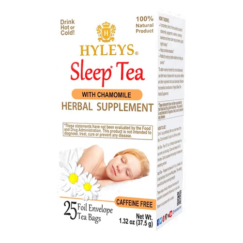 Hyleys Sleep Chamomile Herbal Tea - Evening Unwind Blend, Caffeine-Free, Decaf - 25 Tea Bags