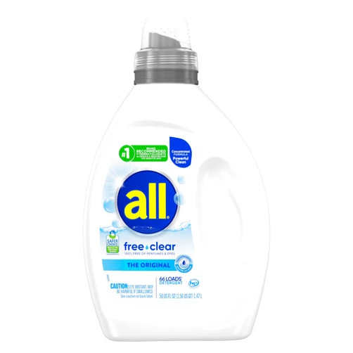 all Liquid Laundry Detergent, Free Clear for Sensitive Skin, Unscented and Hypoallergenic, 2X Concentrated, 50oz