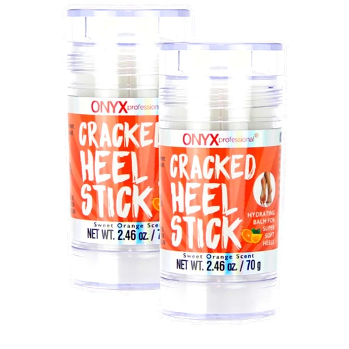 Onyx Professional Cracked Heel Repair Balm Stick (2 Pack) Dry Cracked Feet Treatment, Moisturizing Heel Balm Rolls On So No Mess Like Foot Cream or Foot Lotion, Rescues Cracked Feet, Orange Scent