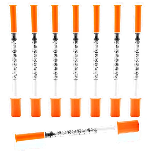 Searvgrh U-100 1/2ml Syringe with Needle, 31G 5/16