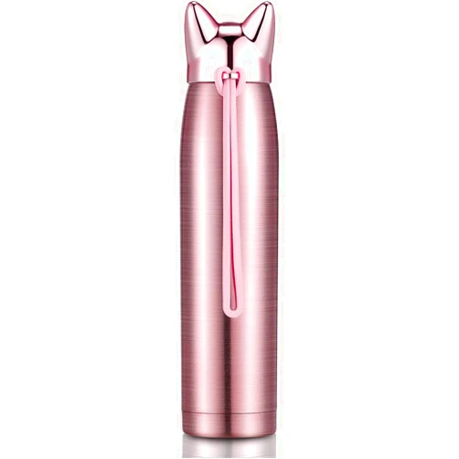 Boao Cute Cat Water Bottle Stainless Steel Water Bottle Insulated Thermal Travel Mug Cute Vacuum Water Mug for Women and Kids (Pink)