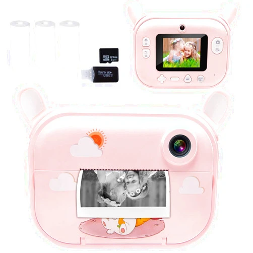 Maidream Instant Print Camera for Kids, Girls Boys Print Photo Selfie Video Digital Camera with Paper Film, 3-12 Years Old Children Mini Learning Toy Camera Gifts for Birthday Holiday Travel (Pink)