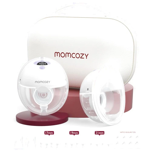 Momcozy Breast Pump Hands Free M5, Wearable Breast Pump of Baby Mouth Double-Sealed Flange with 3 Modes & 9 Levels, Electric Breast Pump Portable - 24mm, 2 Pack Lilac