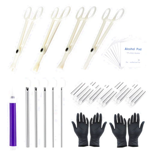 Yuelong Body Piercing Kit - Yuelong 42pcs Piercing Needles Clamps Kit Mix Needles 12G 14G 16G 18G 20G with 4Pcs Piercing Clamps Forceps for Ear Nose Lip Septum Belly Nipple Body Piercing