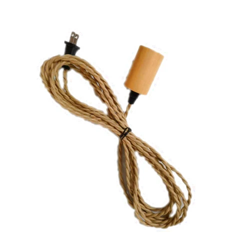 KuLio E26/E27 Lamp Socket Vintage Edison Hanging Textile Pendant Light 14.8FT Cord Kit