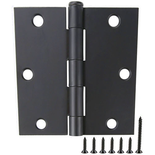JIW 18 Pack Matte Black Door Hinges 3.5 x 3.5 Inch, Interior Door Hinges, Heavy-Duty Black Hinges with Square Corners for Doors Standard Bedroom Office Door Hardware Removable Pin,RV,Garage,Shed,Treehouse