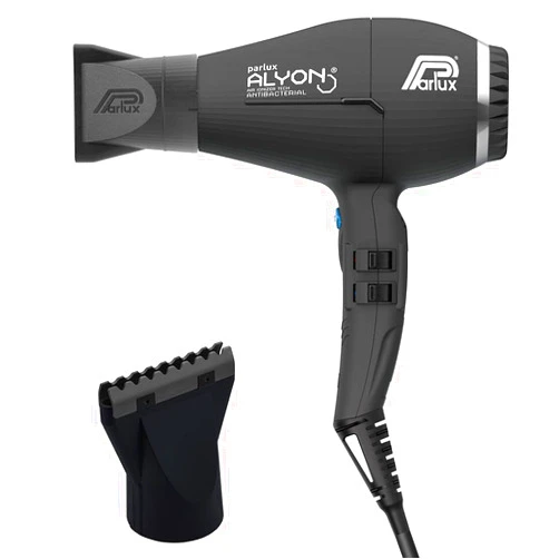 M Hair Designs Parlux Alyon Matte Black Hair Dryer and M Hair Designs Hot Blow Attachment Black (Bundle 2 Items)