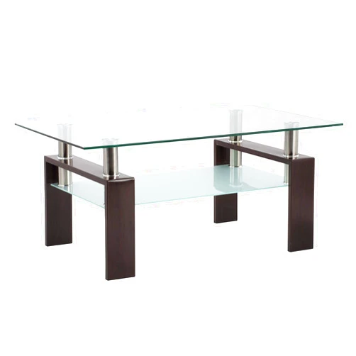 IANIYA Rectangle Glass Coffee Table End Table Metal Tube Legs for Livingroom