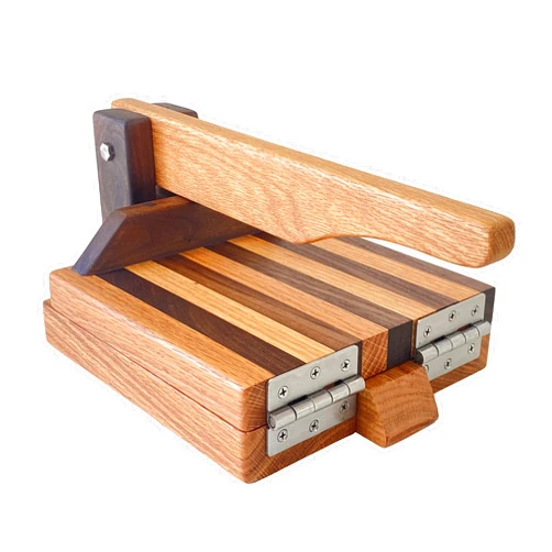 Central Coast Woodworks Tortilla Press - Red Oak & Walnut- 8 inch Wooden Tortilla Press, Hardwood Tortilla Maker, Square Wood Flour Tortilla Press for Mexican Tortillas Roti Burrito, Tacos, Patacones