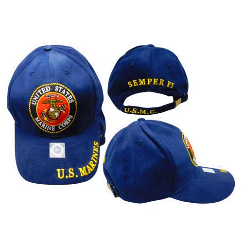 Eagle Emblem United States Marine Corps Marines Semper Fi U.S.M.C Navy Blue Cotton Adjustable Embroidered Baseball Hat Cap Officially Licensed CP00301