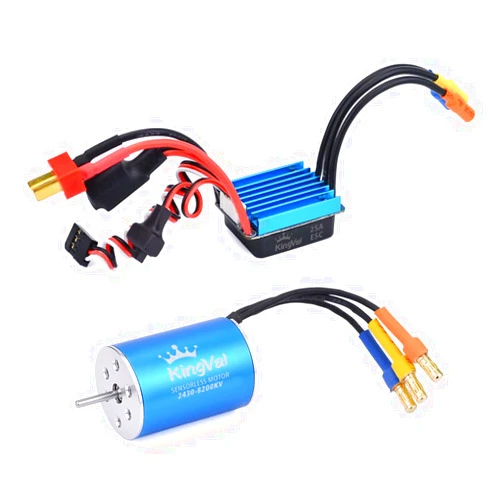 KingVal Replacement 2430 8200KV Waterproof Sensorless Brushless Motor Shaft 2mm with 25A Brushless ESC Combo for 1/16 1/18 RC Car