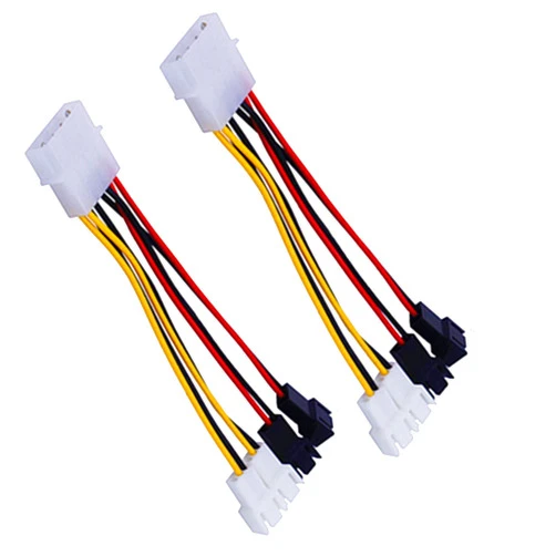SiyuXinyi 4 x 3 Pin / 4 Pin PMW 12V PC Case Fan Power Adapter Cable, 3 Pin or 4 Pin (PWM Connector)-Computer Cooler Cooling Fan Splitter Y Power Supply (Large Capacity 4P ~ 3P Cable (Splitter) 2 Pack)