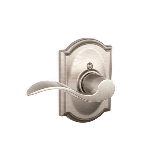 Schlage F170 ACC 619 CAM LH Left Handed Accent Door Lever with Camelot Trim, One Sided Non-Turning Dummy Door Handle, Satin Nickel