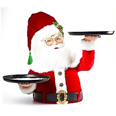 LLMC Santa Butler with Tray, Snowy Day Santa Holding Tray Christmas Decoration, Snowman Plate Holders for Dinner Plates, Christmas+Snowman+Treats+Holder+Highly+Elaborate+Figure+Santa (A)