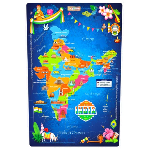 ZiGYASAW India Map Jigsaw Puzzle, Floor Puzzles for Kids Ages 3-5, 4-8-10, Geography Games Kids Puzzle, Large Floor 54 Pieces Jigsaw Puzzles for Kids 24