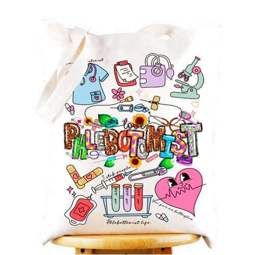 G2TUP Phlebotomist Canvas Tote Bag Phlebotomist Gift Phlebotomy Technician Shoulder Bag Phlebotomy Graduation Merch
