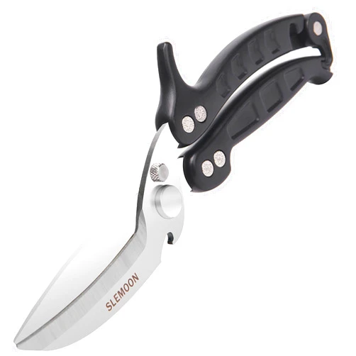 SLEMOON Kitchen Shears Heavy Duty Poultry Shears Meat Cutting Dishwasher Safe and Stainless Food Kitchen Scissors for Chicken Turkey Thanksgiving,Black