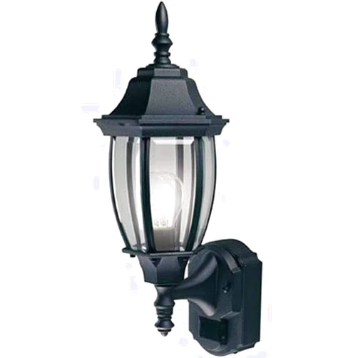 Heath Zenith HZ-4192-BK Six-Sided Die-Cast Aluminum Lantern, Black with Beveled Glass