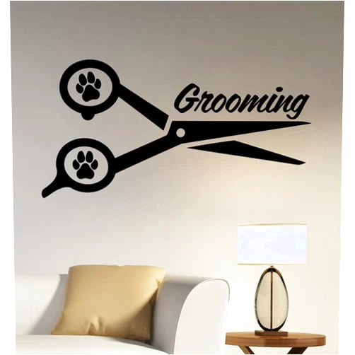 Cskzhennb Wall Decal Pet Grooming Vinyl Wall Sticker Puppy Dog Window Logo Wall Decals Pet Shop Animal Art Mural Decor InteriorJM 113x57cm