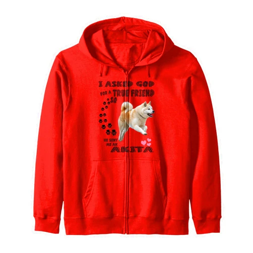 Dog Mom & Dad Outfitters Cute Japanese Akita Inu Dog Mom Art, Akitas Dad Mama Saying Zip Hoodie