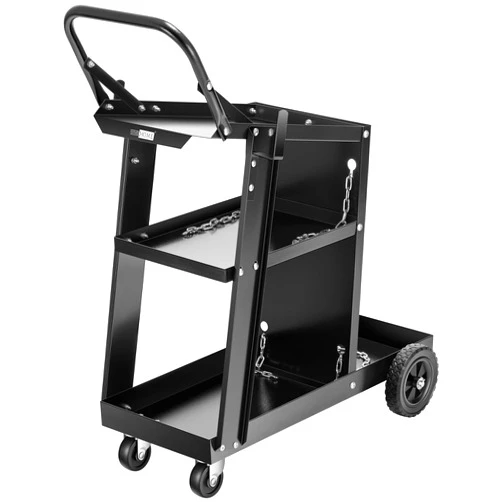 VIVOHOME Iron 3 Tiers Rolling Welding Cart with Upgraded Wheels and Tank Storage for TIG MIG Welder and Plasma Cutter Black