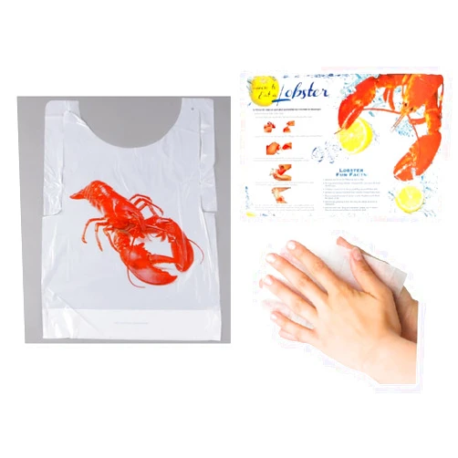 Oasis Supply, Lobster Bib, How to Eat Lobster Placemat, Butcher Paper Table Cover & Wet Wipe Bundle - 25 Disposable Bibs, Placemats, & Moist Towelettes for Crawfish Boil, Seafood Fest, or Home Dinner Party