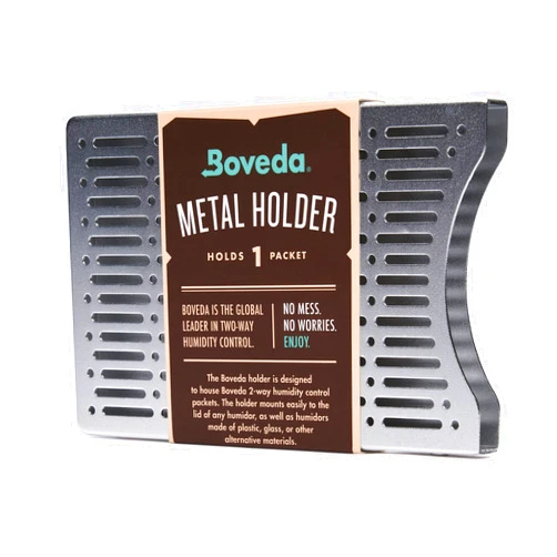 Boveda Brushed Aluminum Humidity Pack Holder – For Use With One Size 60 Boveda Pack (Sold Separately) - Space Saving - Includes Magnetic and Removable Tape Mounting Kits – 1 Count