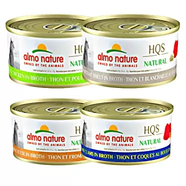 Almo Nature Totally Tuna Variety Pack Grain Free Cat Canned 2.47oz Wet Food (4 Flavors, 24 Cans Total)