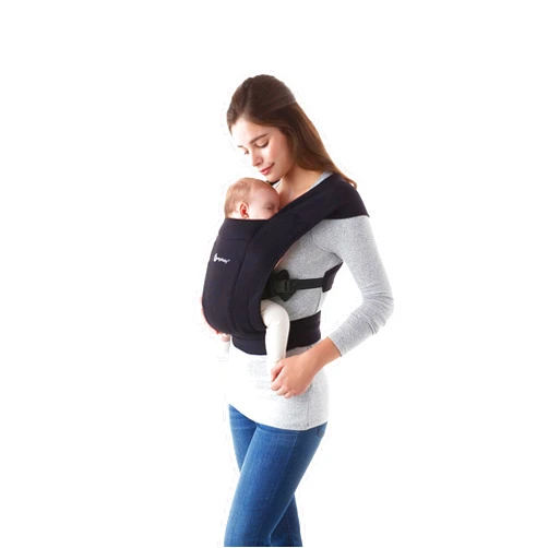 Ergobaby Embrace Cozy Newborn Baby Wrap Carrier (7-25 Pounds), Ponte Knit, Pure Black