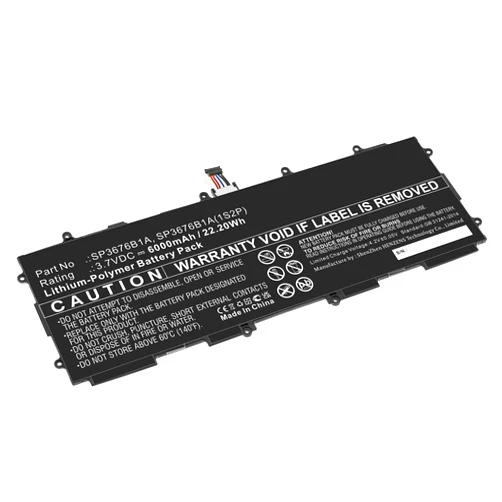 Synergy Digital Tablet Battery, Compatible with Samsung SCH-I915 Tablet, (Li-Pol, 3.7V, 6000mAh) Ultra High Capacity, Replacement for Samsung SP3676B1A Battery