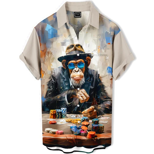 DADDYLOCO Men's Hawaiian Shirt Button Down Funny Printed Casual Short Sleeve Summer Beach Party BBQ Shirts