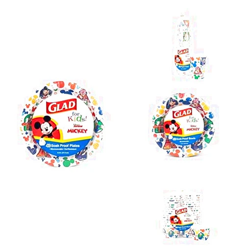 Glad for Kids Disney Mickey and Friends Tableware Bundle: Paper Plates (40 Ct, 8.5