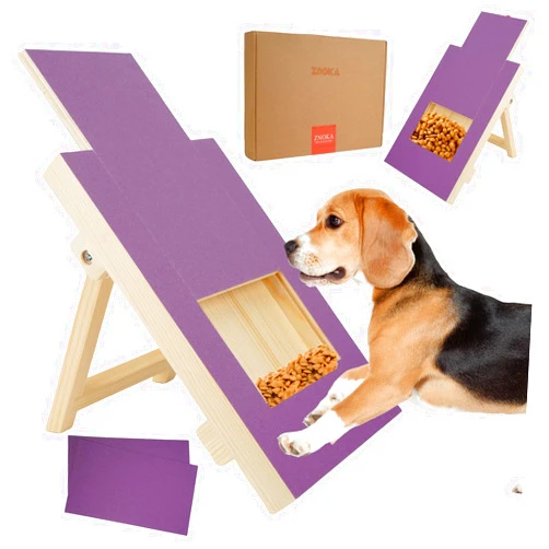 ZNOKA Dog Scratch pad for Nails - Nail File Scratch Board for Dogs with Treat Box Paw Adjustable & Foam-Padded Nail Filing Board for Dogs with 2 Extra Sandpapers Training Sensitive Dogs
