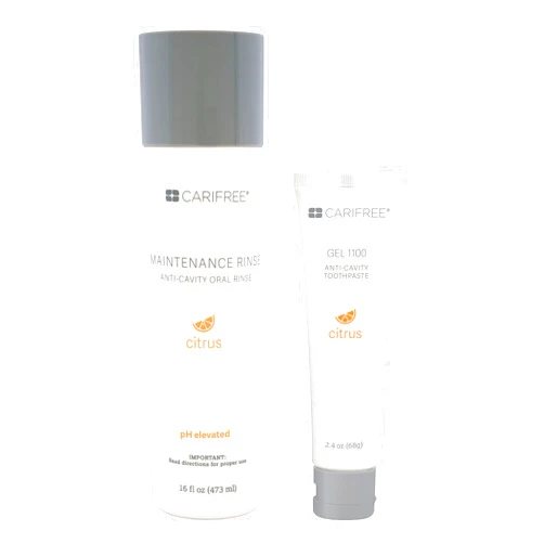 CariFree Maintenance & Prevention Kit, Citrus Flavored | Anti-Cavity Fluoride Toothpaste & Mouthwash Freshens Breath and Moistens Mouth | Dentist Recommended for Oral Care (2 Piece Set)