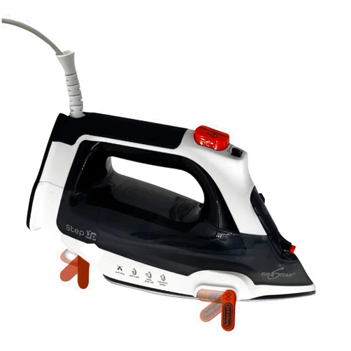 Eurosteam Step Up Iron - Self-Lifting Smart Iron with Ceramic Soleplate - Auto-Lift Safety & Smart Temp Technology for All Fabrics - Ironing Reimagined: Smart, Safe, and Effortlessly Fast