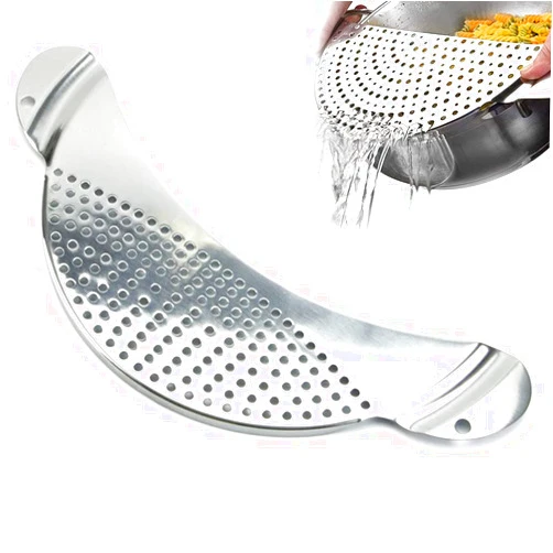 SWENSENLin Half-Moon Pan Strainer Pot Drainer Pan Strainer Strainer Colander for Spaghetti Noodles Grease Vegetable Fit