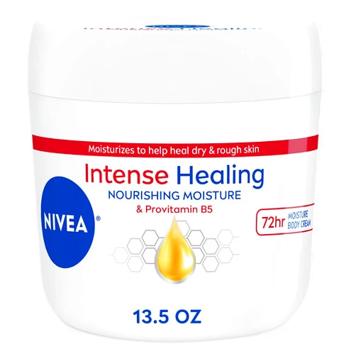 NIVEA Intense Healing Body Cream, Non-Greasy Daily Moisturizer for Dry Skin, Enriched with Provitamin B5, Moisturizes Up To 72 Hours, 13.5 Oz Jar