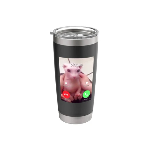Bingus Is Calling My Beloved Hairless Sphinx Cat Bingus Is Calling Hairless Sphinx Cat Bingus Cat Meme Stainless Steel Insulated Tumbler