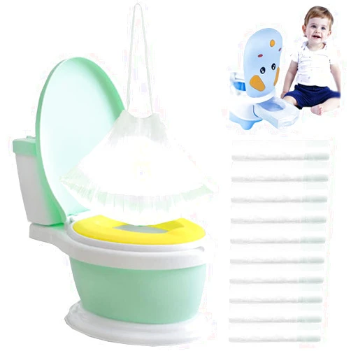 Anyumocz 100 Pack Potty Chair Liners Disposable,Drawstring Training Toilet Seat Liner Bags Cleaning Bag for Kids Toddlers Outdoors Travel