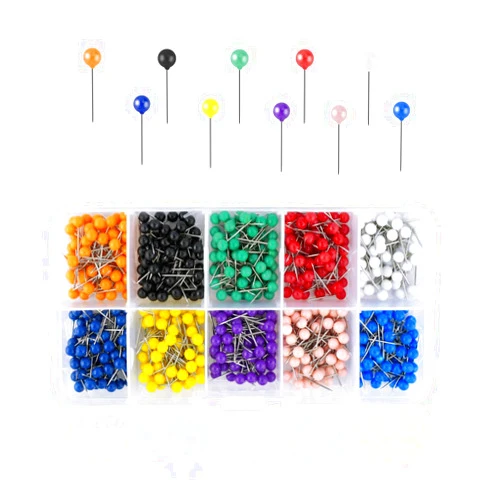 Yuntop 600 Pieces Push Pins Map Pins with Colored Head Map Tacks with Point Assorted Colors Stainless Steel Small Round Head Marking Pins for Bulletin Cork Board Fabric Craft DIY Office Home (10 Colors)