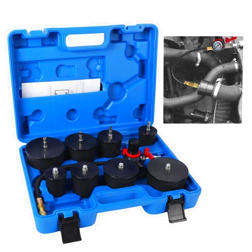 Autory 9PCS Turbo System Leakage Tester Turbocharger Air Pressure Leakage Tester Kit, Turbo Boost Leak Tester with 4 Pairs of Stepped Adapters 1.38''-3.54', Turbo System Boost Pressure Leakage Tester