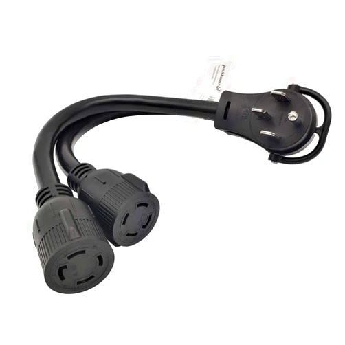 Parkworld 61490 V Splitter Cord 14-50P to (2) L14-30R, RV 50 AMP 4-Prong 14-50 Male Plug to NEMA (2) L14-30 Female Twist Lock Receptacle 125V / 250V 1.5FT
