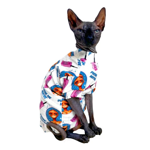 Kitipcoo Limited Edition Sphynx Cat T-Shirts Elastic Hairless Cat Sweatshirt Pet Kitten Clothes Round Collar Kitten Shirts Vest Cats & Small Dogs Apparel (Alien, XL (10-12 lbs))