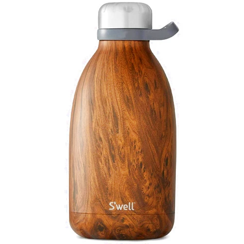 S'well Stainless Steel Roamer Bottle-64 Fl Oz-Teakwood Triple-Layered Vacuum-Insulated Containers Keeps Drinks Cold for 72 Hours and Hot for 24-BPA-Free Travel Water Bottle, 64oz