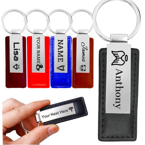 Jcyif Custom Keychain for Car keys with Engraved Name Initials, Personalized Leather Key Chains for Christmas Day Gifts