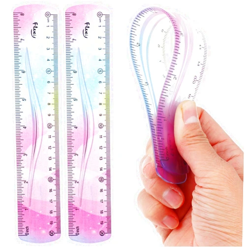 Grevosea 2 Pieces Flexible Ruler, 20cm/8inch Plastic Ruler Shatterproof Straight Edge Ruler Soft Bendable Ruler for School Classroom Office Kids & Adults (8inch)
